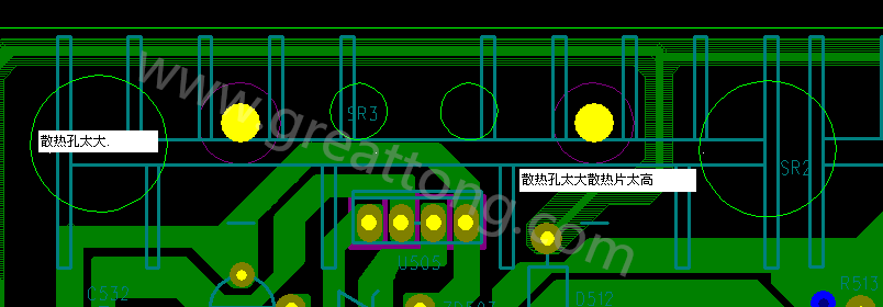 PCB設(shè)計(jì)中，散熱孔散熱片設(shè)計(jì)不當(dāng)，造成很多電源板斷裂