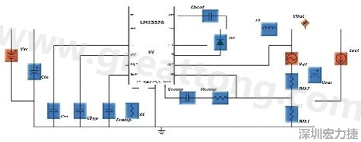 參考圖1的電流通路：把FET在導(dǎo)通狀態(tài)下流經(jīng)的通路標(biāo)記為紅色；把FET在關(guān)斷狀態(tài)下的迴路標(biāo)記為綠色。