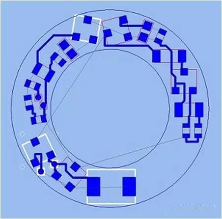 (b)基于最佳形狀的自動(dòng)布線器(完成了56.3%的導(dǎo)線布線)；