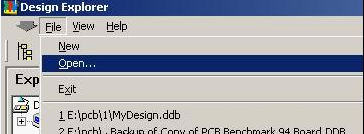 打開Protel 99 SE，點(diǎn)擊File菜單選擇“Open”打開需轉(zhuǎn)換的文件